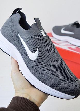 Nike gray white мужские мокасины-кроссовки серые с белым размером 44/28,5см