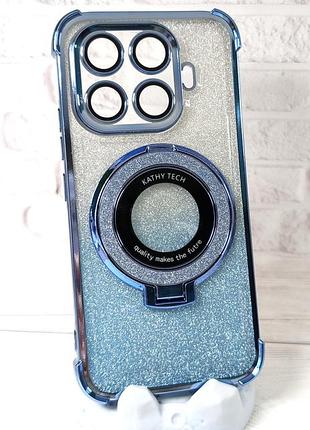 Чехол luxury case для xiaomi 17t бампер с кольцом блестящий голубой