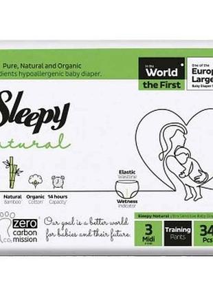 Подгузники-трусики р.3 34шт jumbo midi 4-9кг (белые) тм sleepy