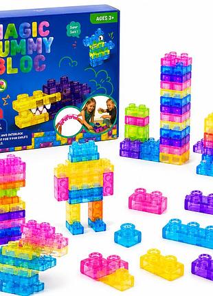 Силиконовый конструктор magic gummy bloc 28 деталей мягкие цветные и блоки для детей