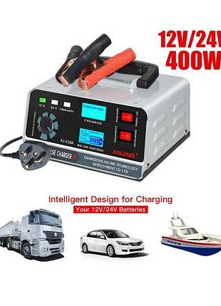Автоматическое зарядное устройство 400w 30a 1 2v / 24v anjing aj-618a для быстрой зарядки и ремонта аккумуляторов.