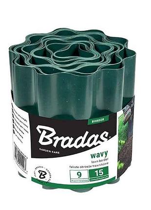 Бордюр газонный пластик волнистый 9мх20см зеленый, obfg 0920 тм bradas