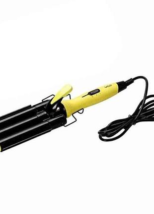 Плойка 100вт потрійна v-595 yellow, 5 режимів, керамічне покриття, led дисплей тм vgr