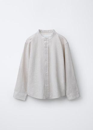 Рубашка воротник стойкая рубашка 122 см 128 см хлопок лен zara