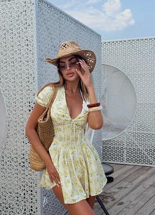 Легкий сарафан в желтом и белом цвете 🌸