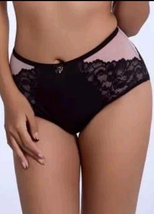 Шикарные трусики lanny mode 51533 черно-бежевые л-3хл