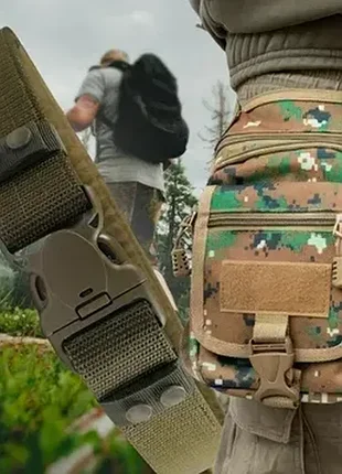 Чоловічий набір 2в1 багатофункціональна сумка на стегно+ремінь хакі-камуфляж
