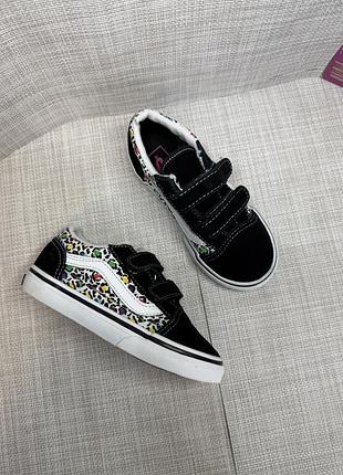 Оригінальні кросівки шкіряні на липучці кеди дитячі vans