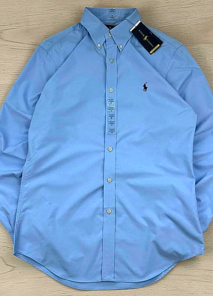 Мужская рубашка ralph lauren performance slim fit 100% хлопок, размер s-m