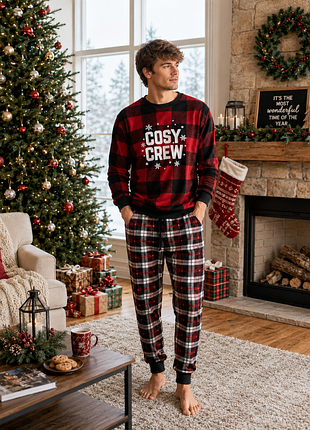 Флісова новорічна кофта сімейна піжама family look cosy crew
