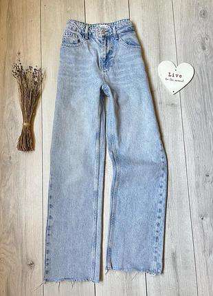 Прямі щільні вільні жіночі джинси zara з високою посадкою