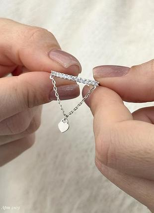 Серебряная кольца с цепочкой