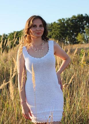 Сукня жіноча вязана біла handmade