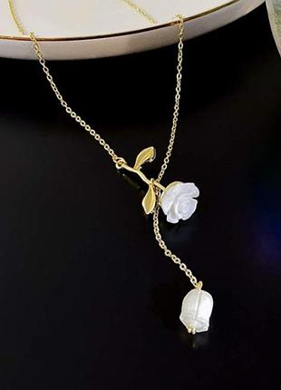 Необычный кулон, подвеска white rose, прикраса ланцюжок та кулон троянда