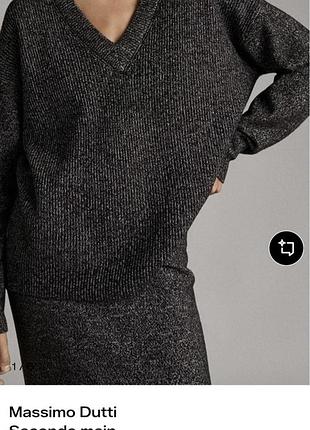 Оверсайз пуловер, свитер, джемпер massimo dutti с v-вырезом и шерстью, л, м