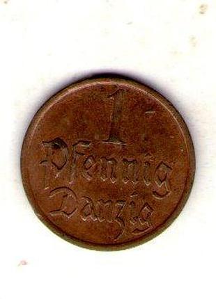 Германия свободный город данциг 1 пфеног, 1937 год бронза, 1.63g, ø 17.03mm no3818