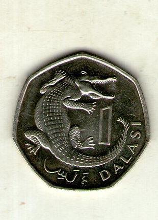 Гамбия 1 даласи, 1998 год медно-никелевый сплав, 8.81g, ø 28mm no3969