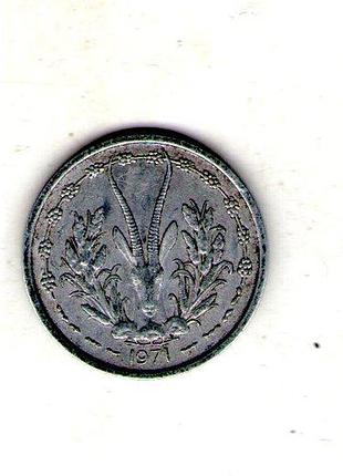 Западная африка (bceao) 114, 1971 год алюминий, 1.3g, ø 23mm no3841