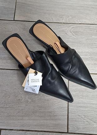 Кожаные мюли с острым мыском из специальной коллекции zara trafaluc special edition. кожа ,размер 37