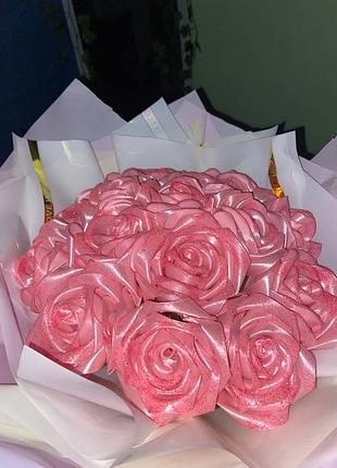 Букет роз из атласных лент 🎀