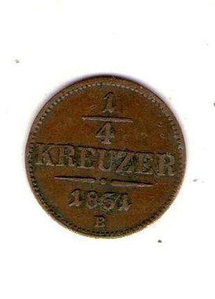 Австрия францессея i 1⁄4 крейцера, 1851 год медь, 1.37g, ø 17.5mm no2003