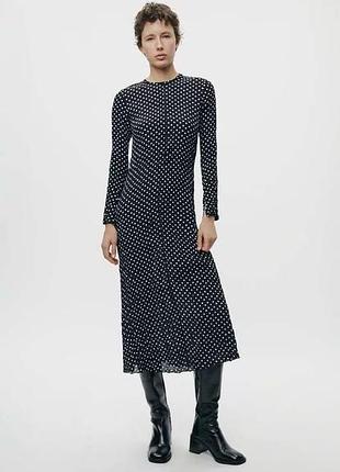 Сукня zara в горох 100% віскоза s