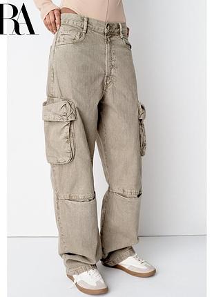 Джинси boyfriend cargo розмір с м zara