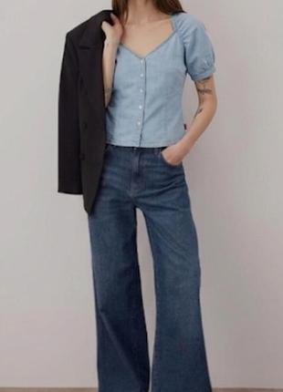 Стильна джинсова блуза levi's marta raglan із пишними рукавами ,нова розмір  l