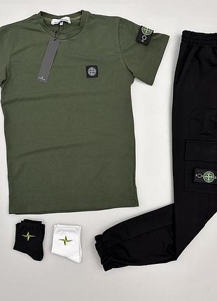 Спортивный мужской костюм stone island с патчем футболка + штаны стон айленд xs / s / m / l / xl / xxl / xxxl