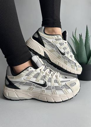 Стильні жіночі кросівки nike p-6000 white beige black