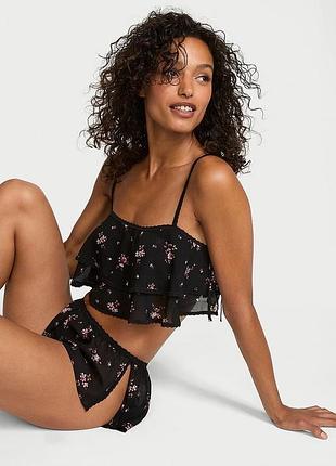 Піжама victoria's secret топ+шорти шифон квіти s нова