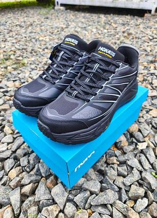 Чоловічі зимові чорні термо кросівки hoka mafate speed 2 gtx black, зимові утеплені непромокальні кросівки gore-tex для чоловіків