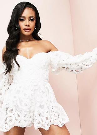 Білий мереживний комбінезон-ромпер asos luxe18/46/xl
