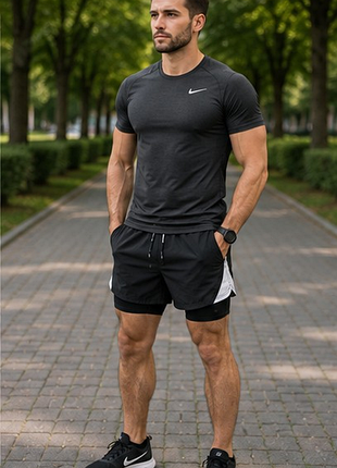 Мужские спортивные шорты h&amp;m sport s 2в1 для бега тренировок