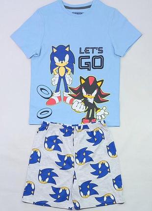 Костюм (футболка + шорты) для мальчика sonic 84016 128-134см(р) голубой с серым