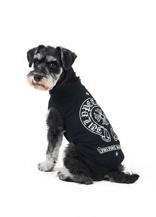 Одежда для собак черная футболка chrome hearts стиль для малых пород м