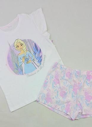 Костюм (футболка + шорты) для девочки c&a 77276 134см(р) белый с розовым