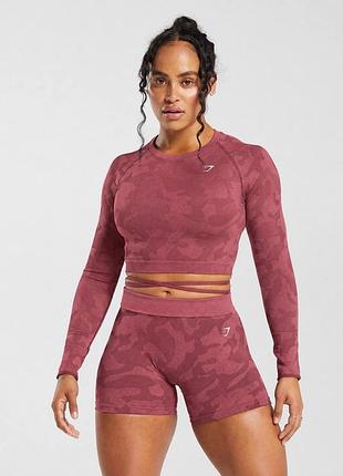 Безшовний укорочений топ з довгими рукавами gymshark