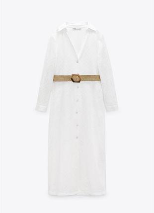 Біла сукня сорочка з прошви zara