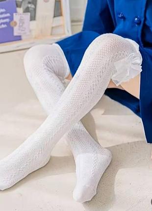 Белые гольфы для девушек с бантом 4