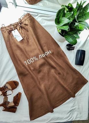 Оригінальна лляна спідниця, з льону, 100% льон з нової колекції zara new original.