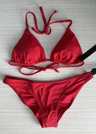 Купальник червоний victoria’s secret топ s (70c, 75a, 75b), плавки чікі s. вікторія сікрет