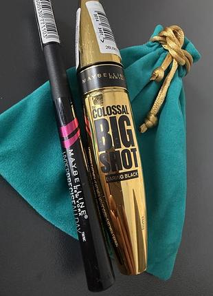 Набір: підводка фломастер для повік maybelline + туш maybelline | оригінал | нові