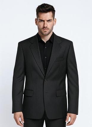 Чоловічий піджак giorgio armani класичний чорний в смужку розмір m