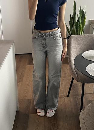 Сірі джинси zara із середньою посадкою / eur 36 (s)
