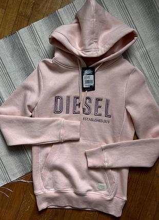 Ніжно-рожеве худі diesel (оригінал) з вишитим логотипом, розмір xs