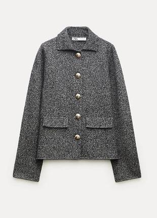 Zara новий кардиган вовна шерсть сірий меланж золоті гудзики розмір s кофта пиджак жакет