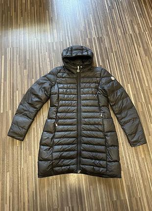Жіноча куртка пуховик довга moncler чорна