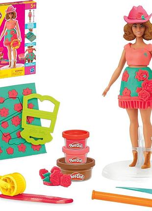 Play-doh barbie fashionista florals and fringe лялька барбі та набір плей до g1360