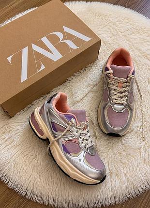 Кросівки для дівчинки рожеві стальні сірі zara